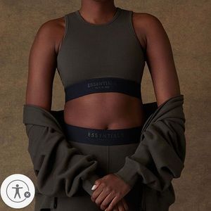 NWOT Essentials Iron / Black Sports Tank Top Bra